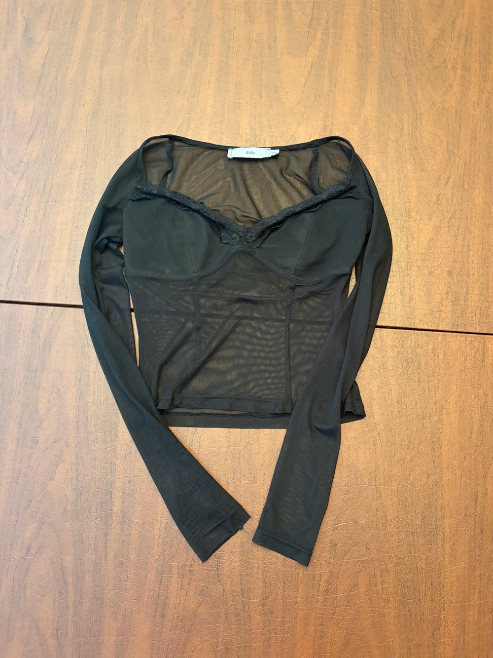 Adika Black Sheer Mesh Top